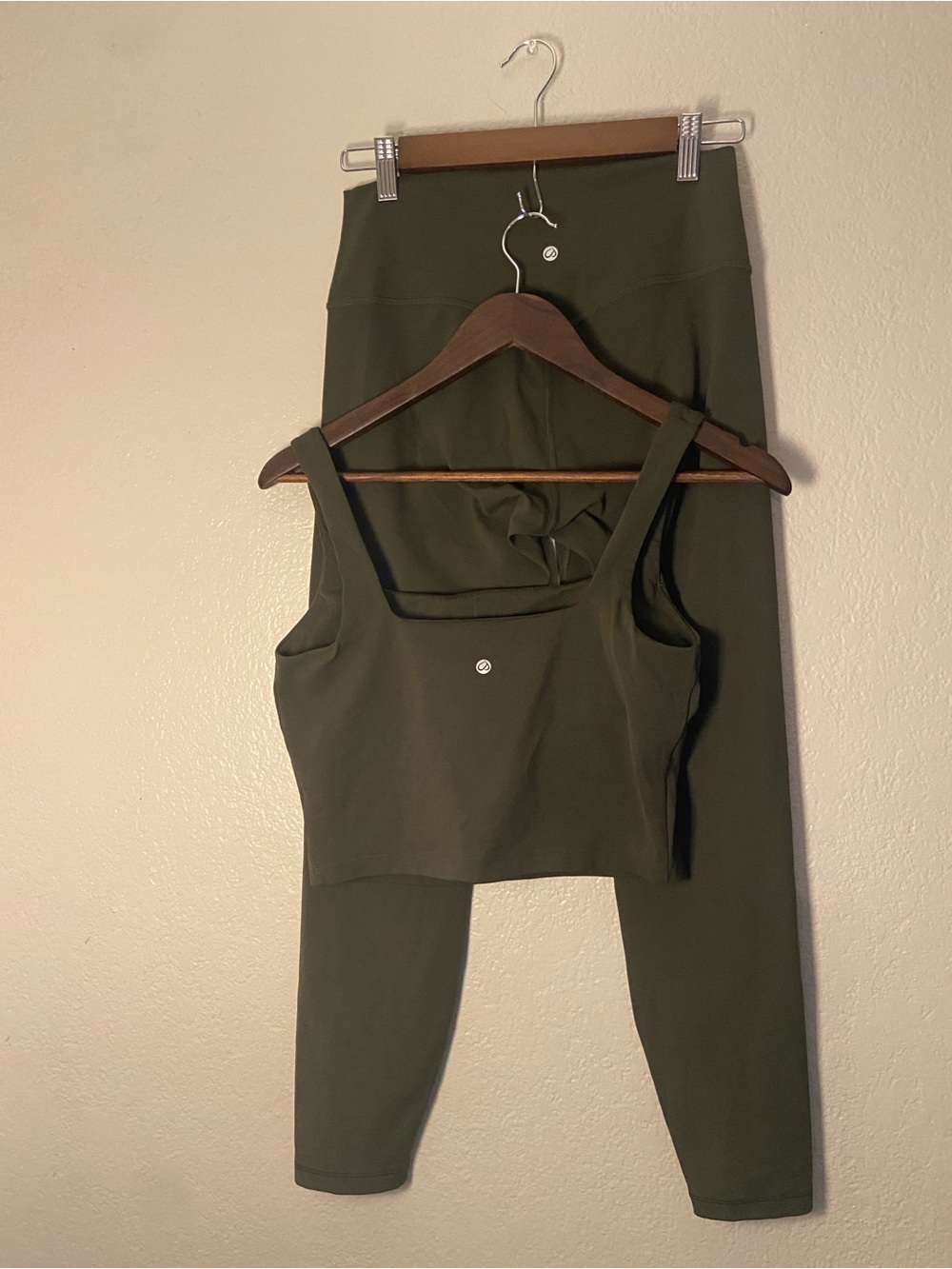 CRZ Yoga 2-Piece Olive Activewear Set- Bra & High-Waisted Leggings (S) EUC